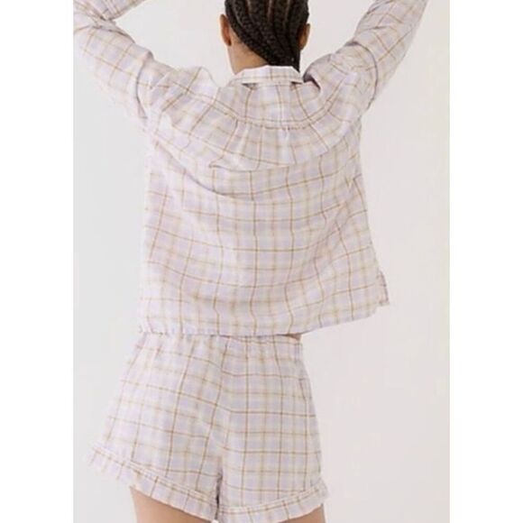 J. Crew Cotton-linen blend pajama top in plaid and bottoms size XS - Picture 6 of 7